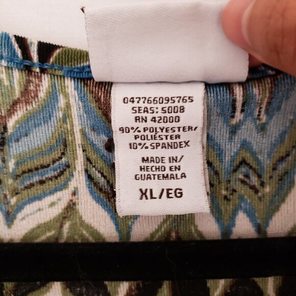 Jaclyn Smith Multicolor Stripie Short Sleeve Stretchy Scoop Neck Blouse Size XL - Picture 3 of 12